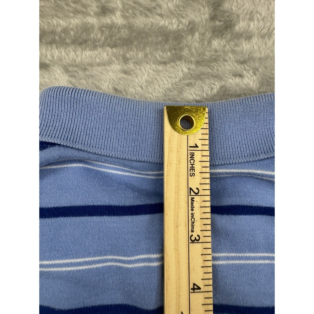 Polo Ralph Lauren Mens L Blue Striped Polo Shirt Yellow Pony Short Sleeve - Picture 13 of 14